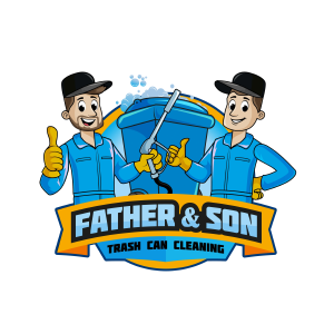 Father And Son Trash Can Cleaning